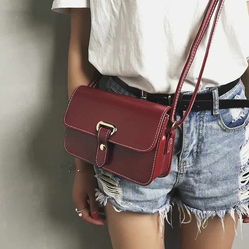 Retro Belt Buckle Small Square Bag for Women