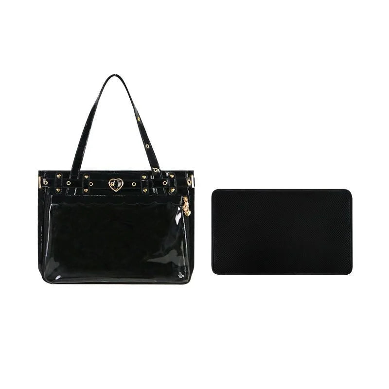 Women's Patent Leather Ita Bag with Visible Window
