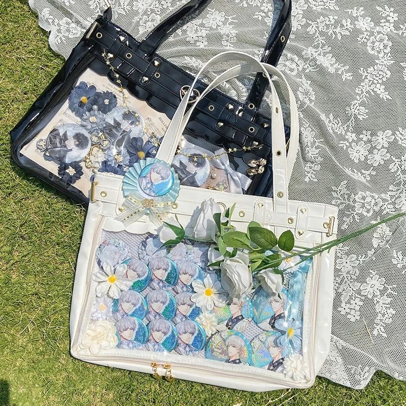 Women's Patent Leather Ita Bag with Visible Window