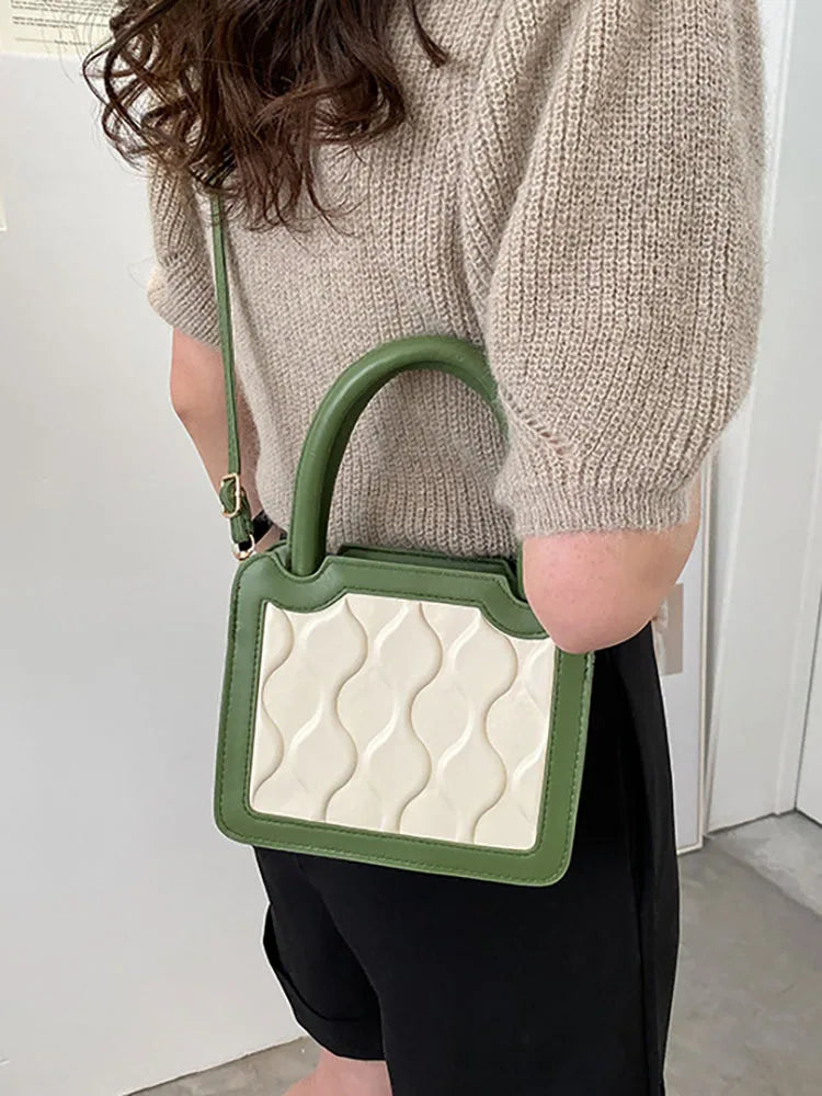Women's Contrast Shoulder Crossbody Bag Top Handle Handbag