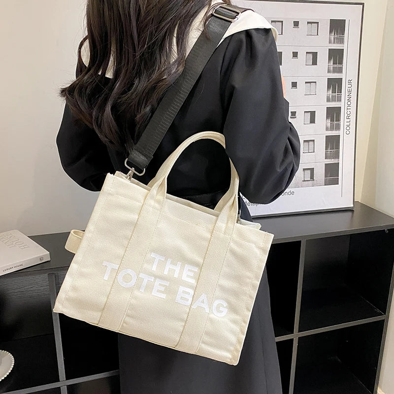 Casual Large Capacity Tote Bag Canvas Shoulder Bag Ladies Crossbody Bags