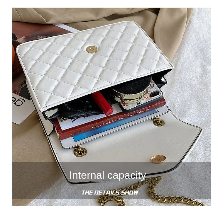 Women's Crossbody Chain Shoulder Bag with Rivet Lingge Top-Texture