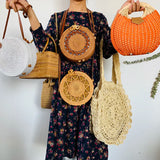 Women's Straw Round Woven Beach Shoulder Bag