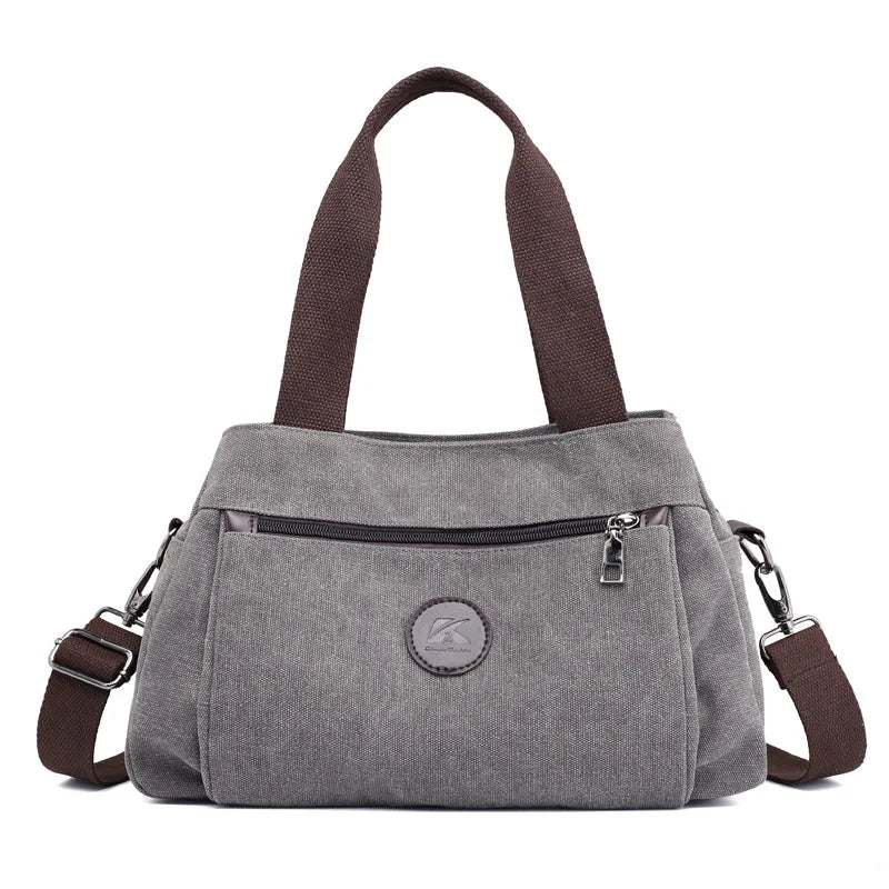 Women's Canvas Tote Solid Messenger Bag Large Capacity Casual Handbag