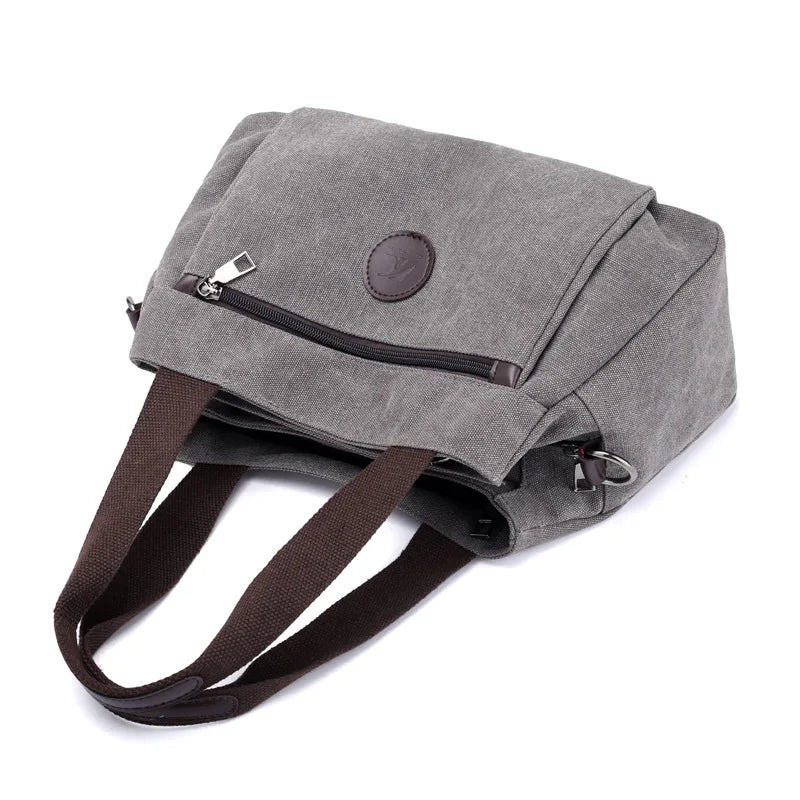 Women's Canvas Tote Solid Messenger Bag Large Capacity Casual Handbag