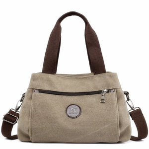 Women's Canvas Tote Solid Messenger Bag Large Capacity Casual Handbag