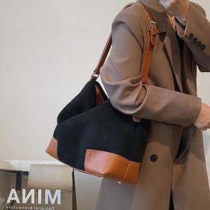 Oversize Canvas Crossbody Bag for Women Large Cotton School Shoulder Handbag