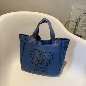 Women's Canvas Handbag Large Capacity Animal Picture Shoulder Bag Purse