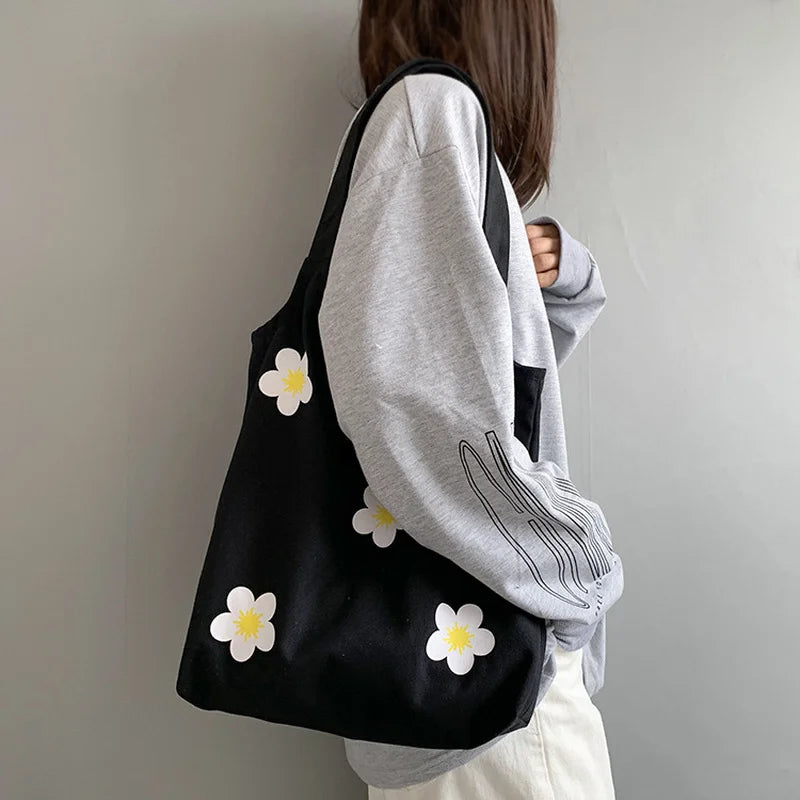 Women's Large Canvas Shopper Tote Bag Handbag