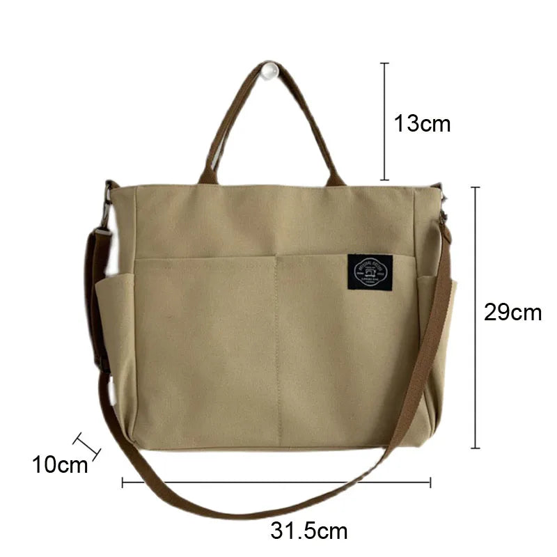 Women's Canvas Shoulder Bag Crossbody Handbag Large Capacity Zipper Casual Tote