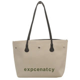 Women's Canvas Shoulder Bags Letter Printed Tote Handbags Large Capacity