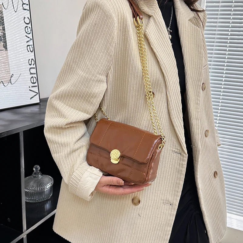 Women's Leather Chain Shoulder Bag Boston Totes Crossbody Bag