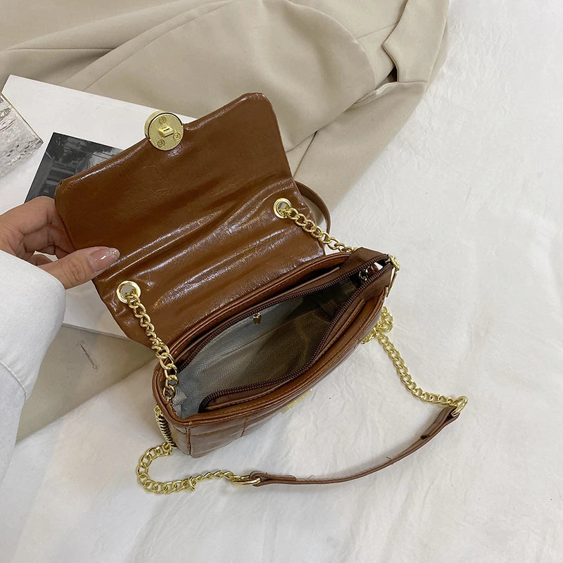Women's Leather Chain Shoulder Bag Boston Totes Crossbody Bag