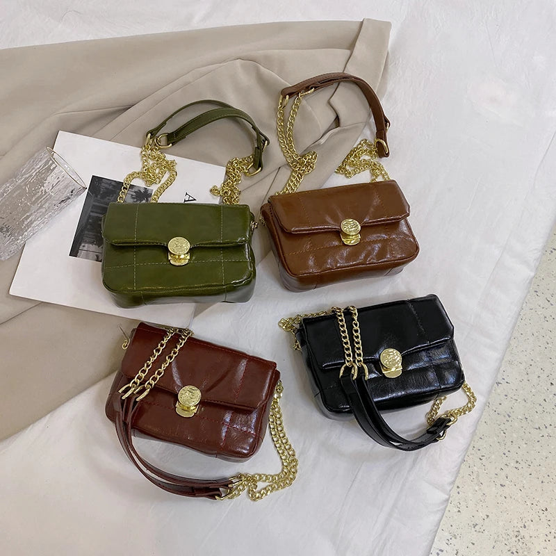 Women's Leather Chain Shoulder Bag Boston Totes Crossbody Bag