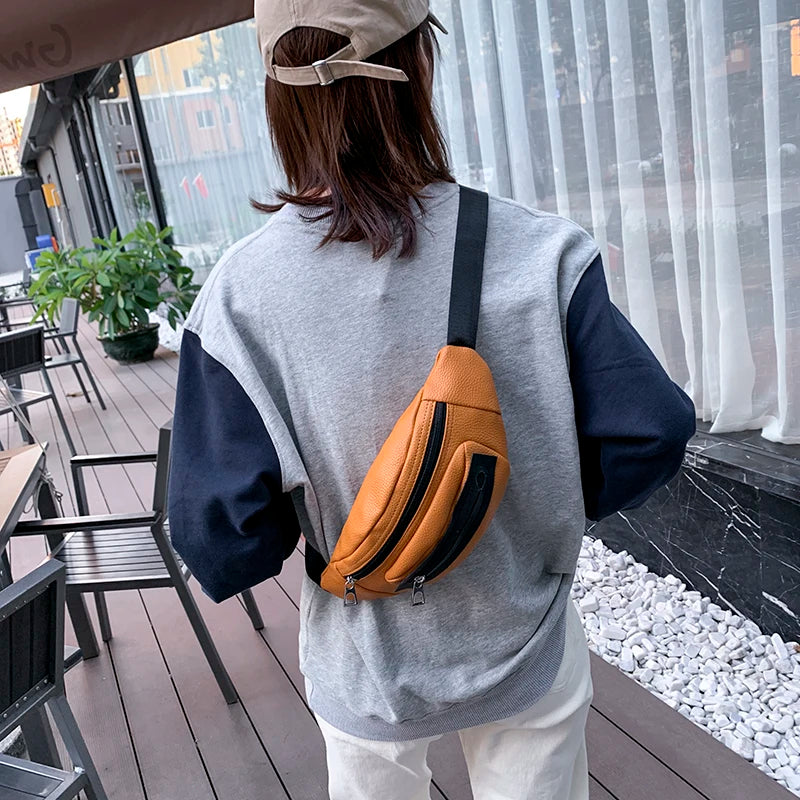 Women's Chest Bag Female Pu Leather Sling Handbag