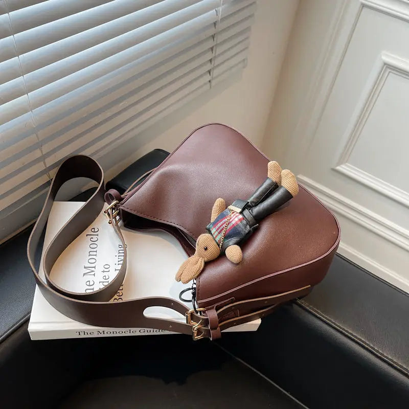 Women's Commuter Bag Retro Solid Messenger Bag Crossbody Bucket Bag