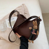 Women's Commuter Bag Retro Solid Messenger Bag Crossbody Bucket Bag