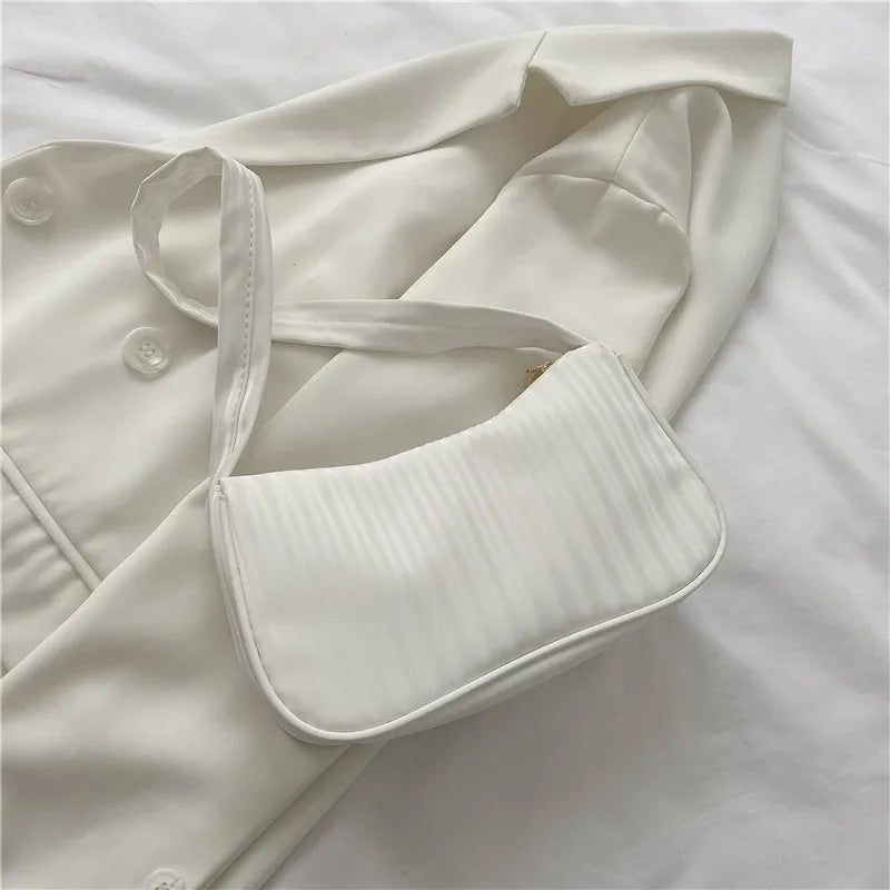 Women's Crescent Bag Shoulder Bag Female Hobo Handbag Stripe Casual