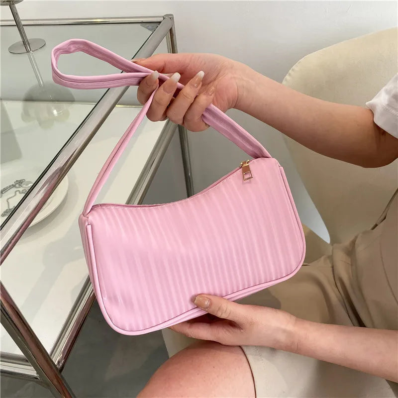 Women's Crescent Bag Shoulder Bag Female Hobo Handbag Stripe Casual