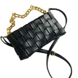 Braided Shoulder Bag PU Leather Weave Purse with Chain