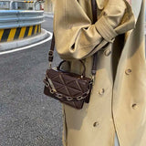 Women's Retro Rhombus Handbag Solid Chain Shoulder Messenger Bag