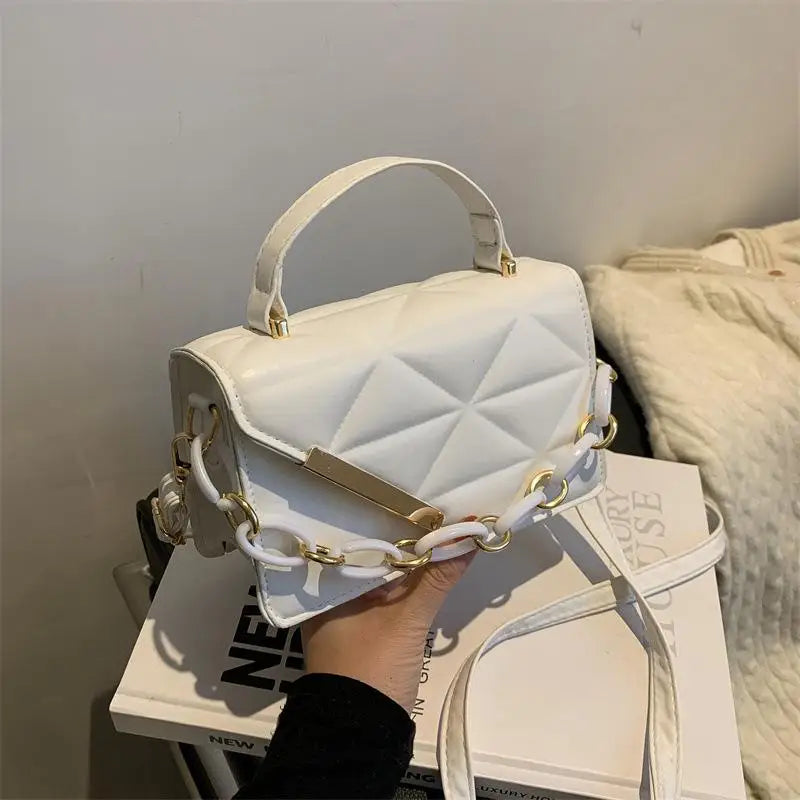 Women's Retro Rhombus Handbag Solid Chain Shoulder Messenger Bag