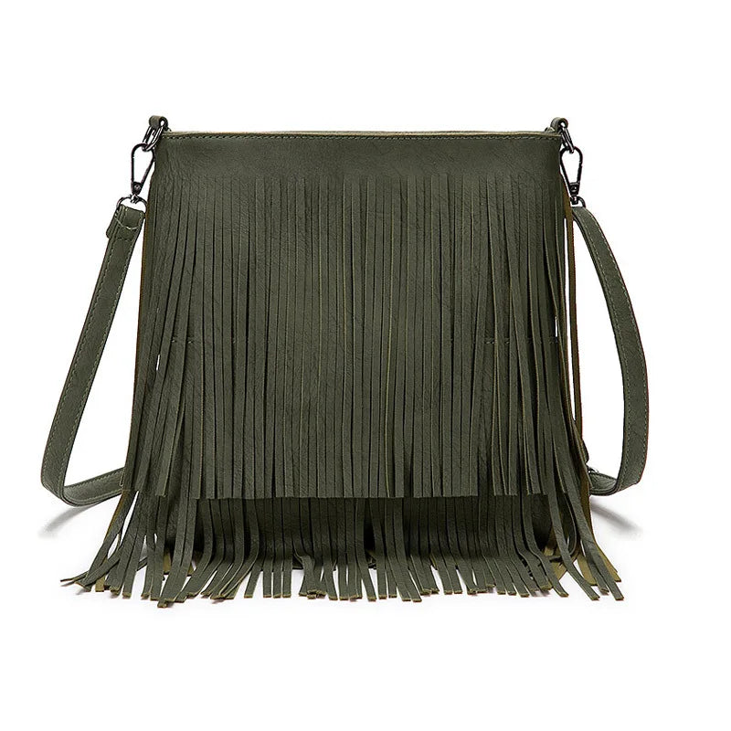 Women's Crossbody Messenger Bag with Tassel