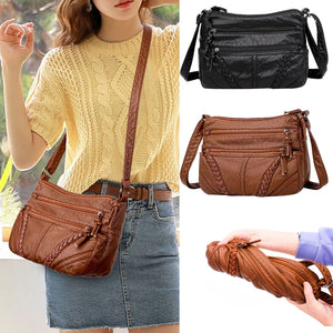 Women's Soft Leather Shoulder Bag Casual Crossbody Travel Tote Handbag