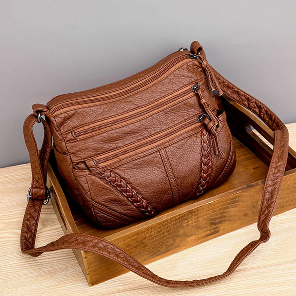 Women's Soft Leather Shoulder Bag Casual Crossbody Travel Tote Handbag