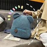 Women's Fleece Sherpa Backpack Cute Plush Daypack