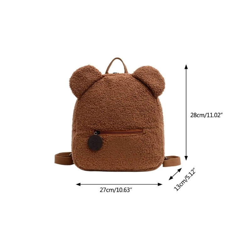 Women's Fleece Sherpa Backpack Cute Plush Daypack