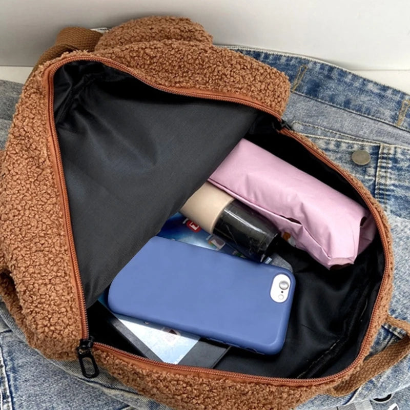 Women's Fleece Sherpa Bag Lovely Furry Backpack