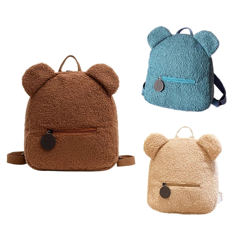 Women's Fleece Sherpa Backpack Cute Plush Daypack