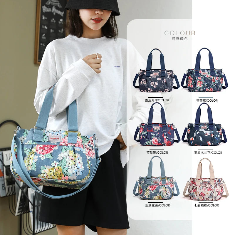 Floral Waterproof Large Shoulder Bag for Travel