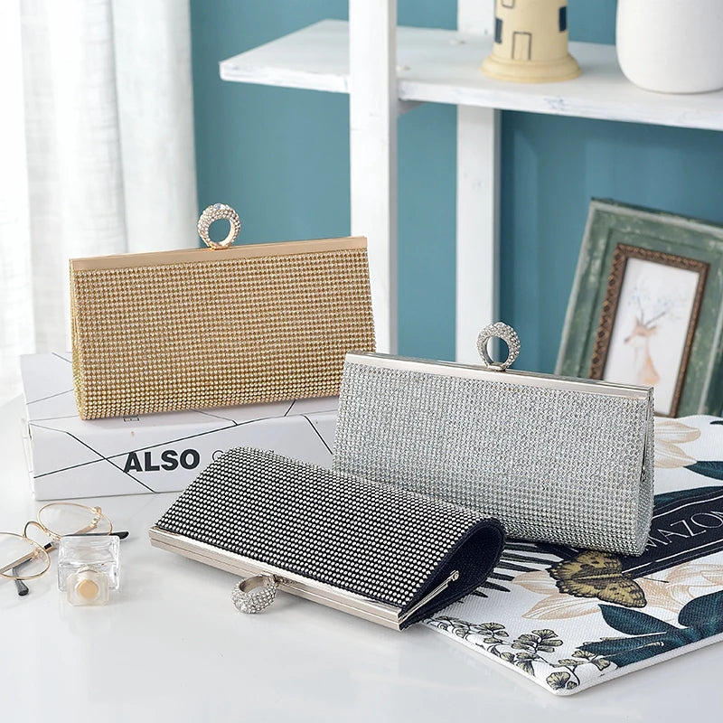 Glitter Chain Silk Evening Bag Blushing Pink