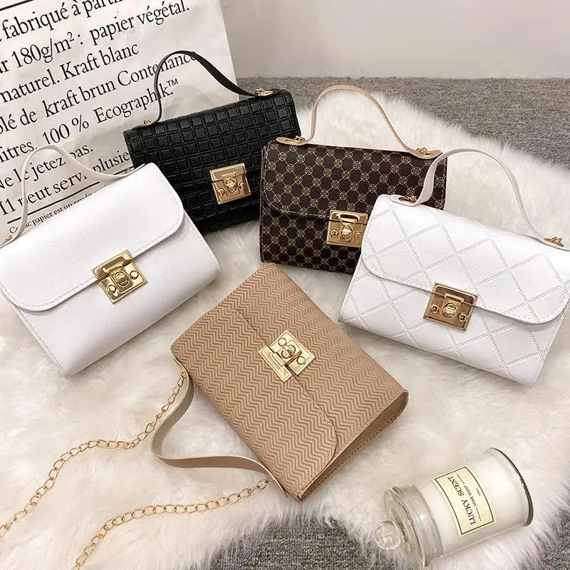 Women's Multi-textured Chain Square Tote Purse Mobile Phone Mini Bag
