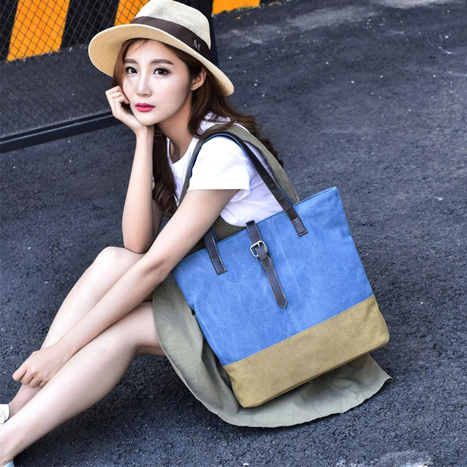 Canvas Shoulder Bag Casual Tote Large Capacity Bags For Women Ladies