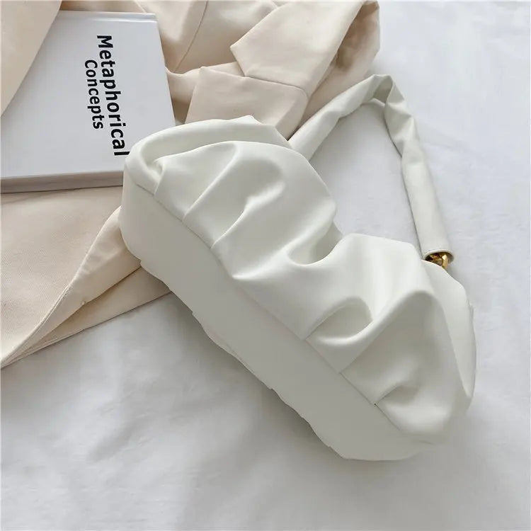 PU Cloud Bag Soft Leather Pleated Shoulder Crossbody Purse Clutch Bags