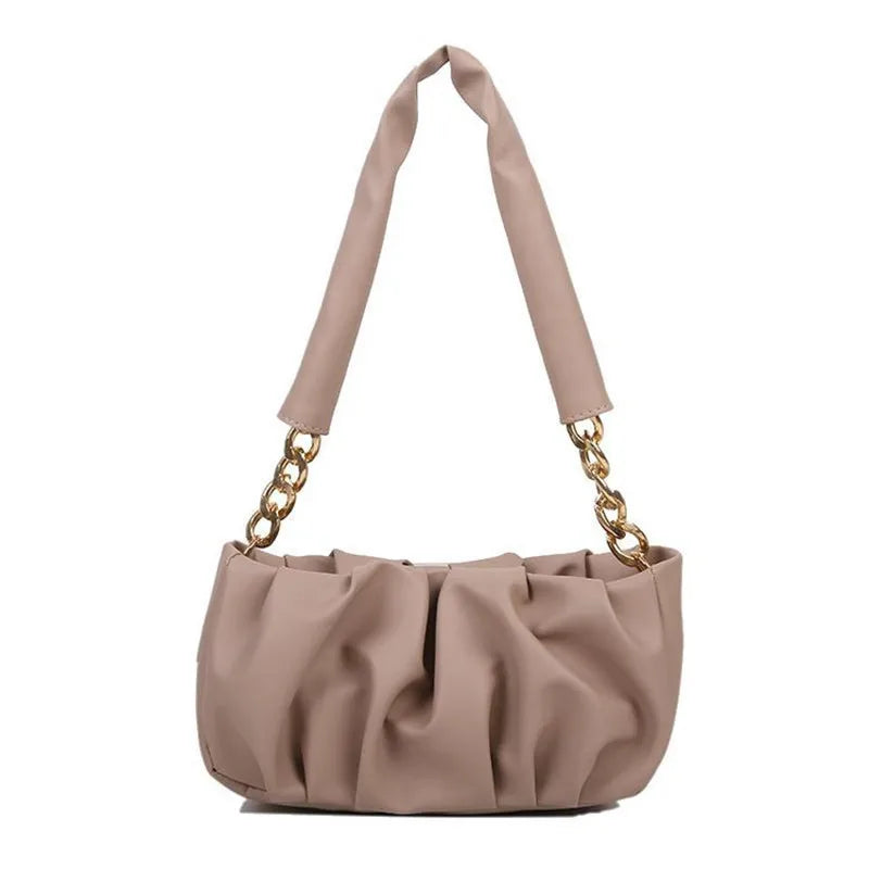 PU Cloud Bag Soft Leather Pleated Shoulder Crossbody Purse Clutch Bags
