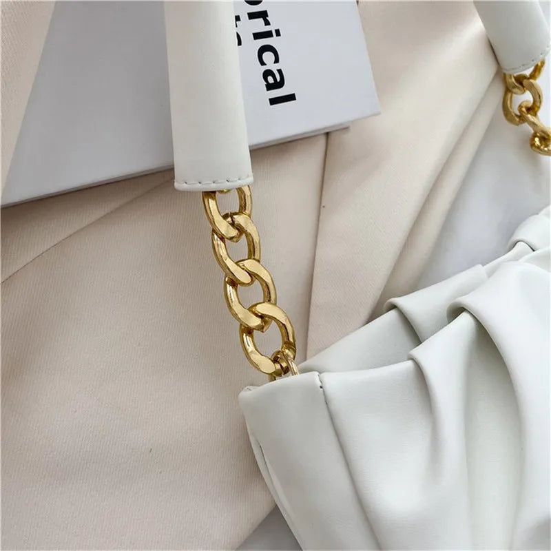 PU Cloud Bag Soft Leather Pleated Shoulder Crossbody Purse Clutch Bags