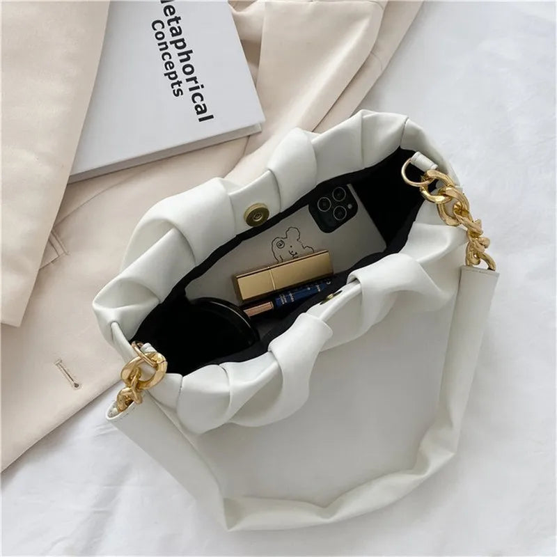 PU Cloud Bag Soft Leather Pleated Shoulder Crossbody Purse Clutch Bags