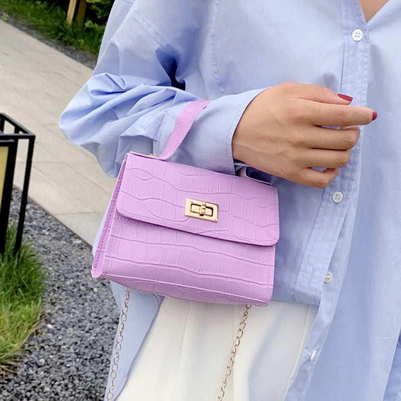 Women's Small Crossbody Bag Mini Purse Lock Button Messenger Bag