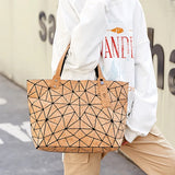 Wood Grain Diamond Tote Geometric Messenger Shoulder Bag