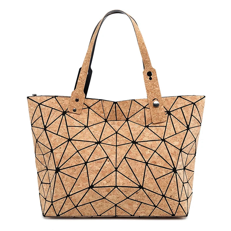 Wood Grain Diamond Tote Geometric Messenger Shoulder Bag