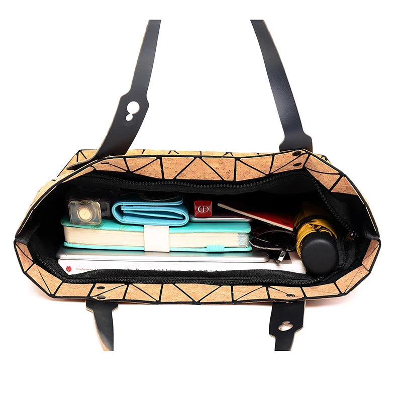 Wood Grain Diamond Tote Geometric Messenger Shoulder Bag