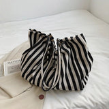 Casual Striped Tote Shoulder Bag for Women, Large Capacity Handbag
