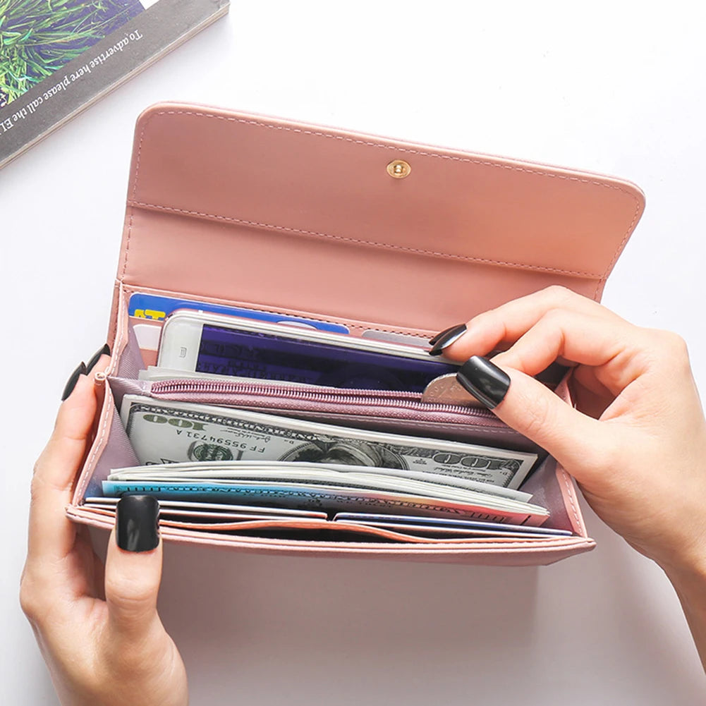 Women's Leather Wallet Purses Mobile Phone Purse