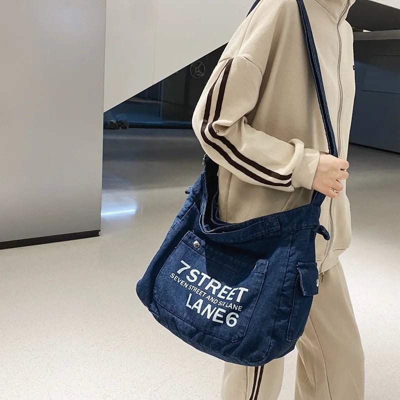 Women's Denim Shoulder Bag Large-capacity Handbag