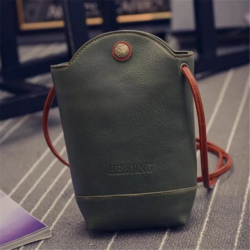 Women's Retro PU Leather Mobile Phone Bag Crossbody Handbag