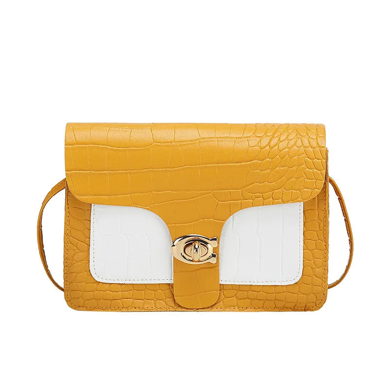 Women's One Shoulder Bag Contrast Lock Crossbody Square Bag